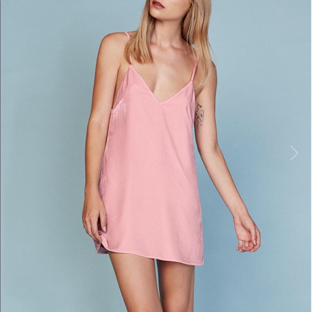 reformation marlee dress blush pink velvet size XS